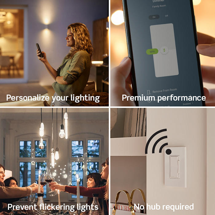 Leviton Decora Smart WiFi ELV / LED Phase Selectable Dimmer, 2nd Gen, White