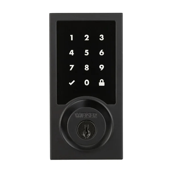 Weiser Zwave Plus Contemporary Touch Screen Deadbolt Smart Lock, Iron Black