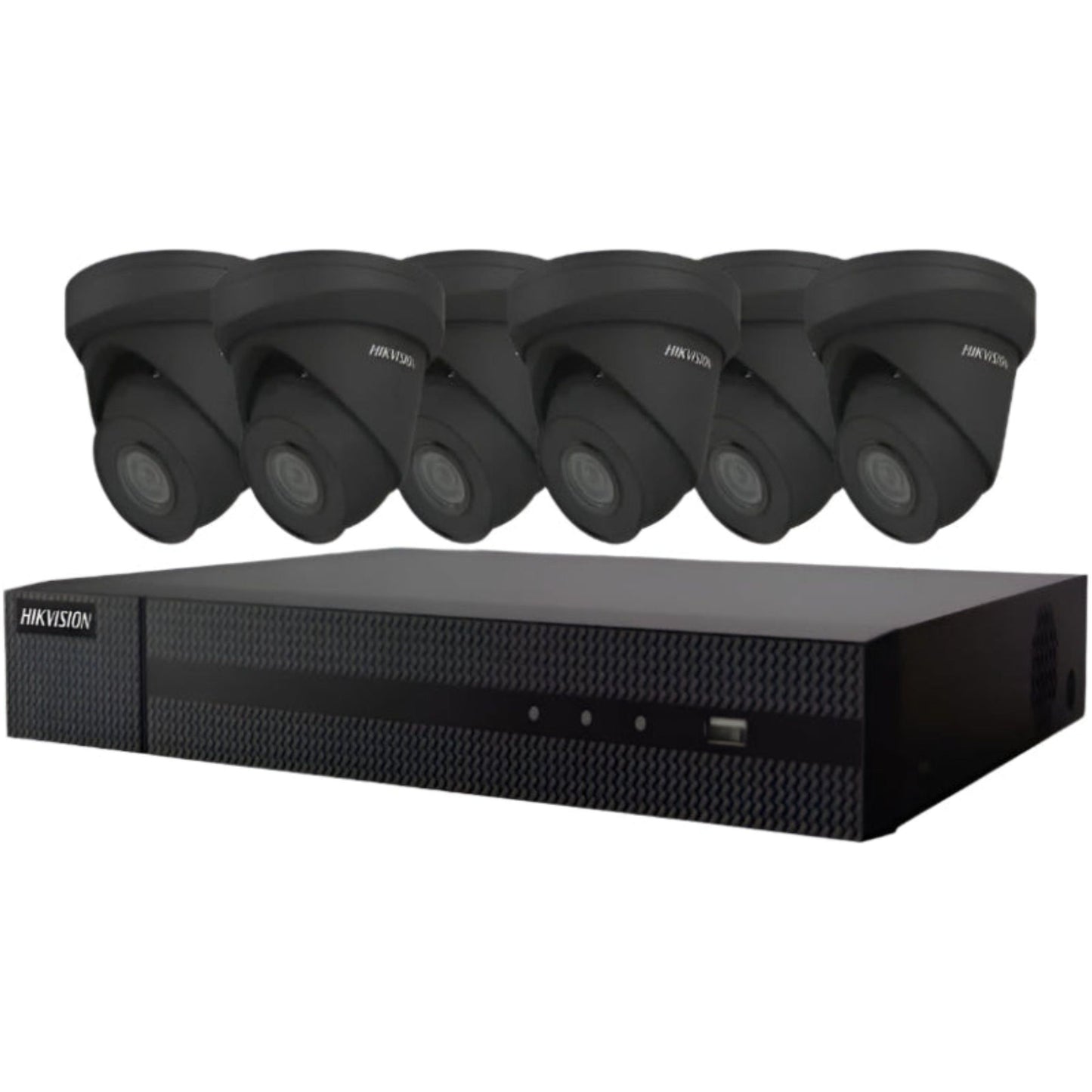 Kit de caméras de sécurité IP Hikvision 8 canaux 4K NVR avec 6 caméras tourelle 4MP, noir