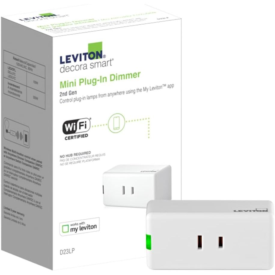 Leviton Decora Smart 2nd Generation WiFi Mini Plug In Dimmer, Matter Supported