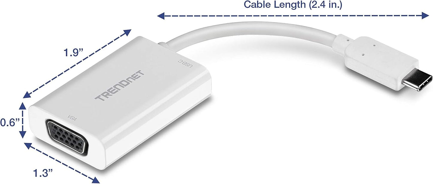 TRENDnet USB-C to VGA HDTV Adapter with PD support