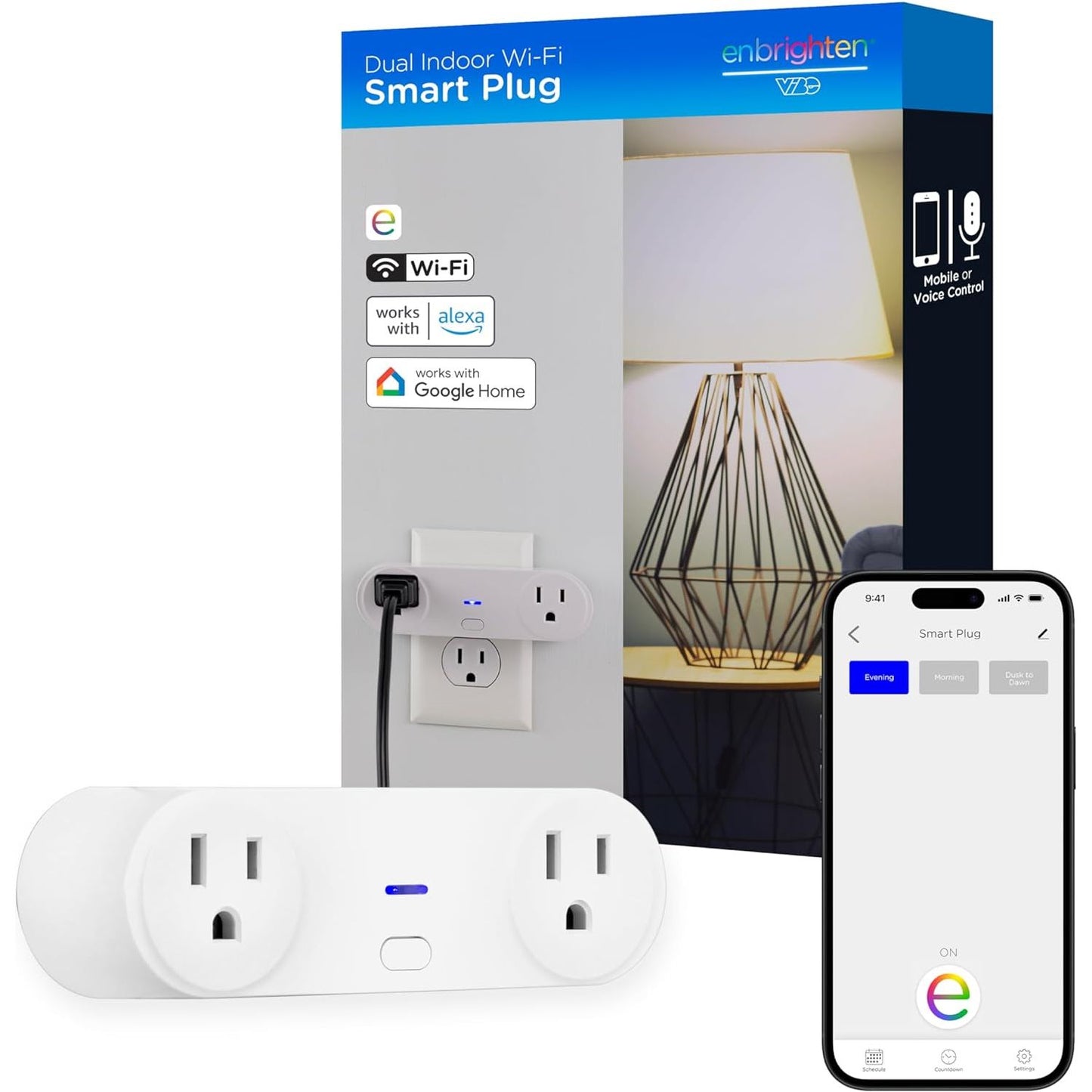 Prise intelligente d'intérieur à double prise Wi-Fi Enlighten