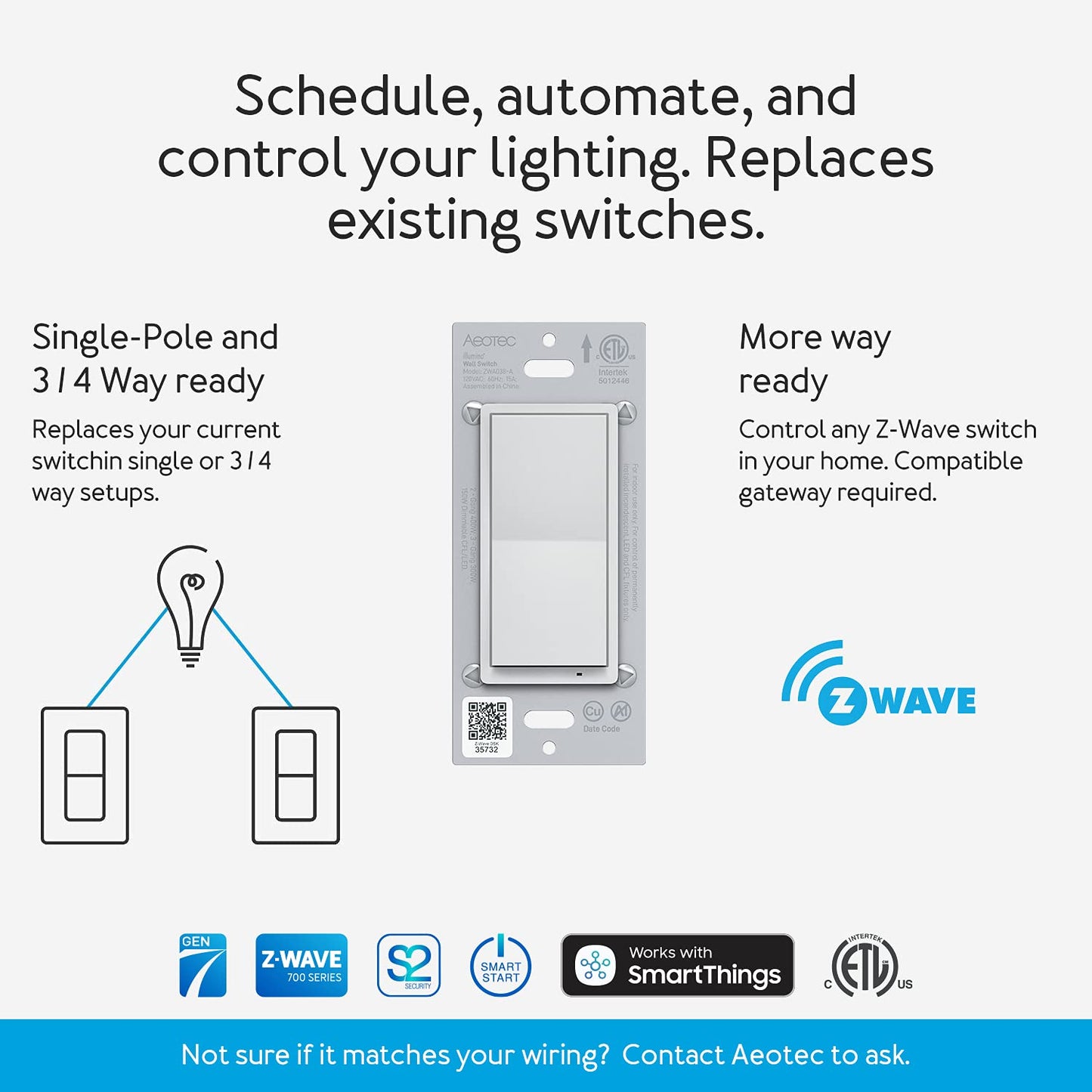 Aeotec Illumino ZWave 700 On/Off Wall Switch