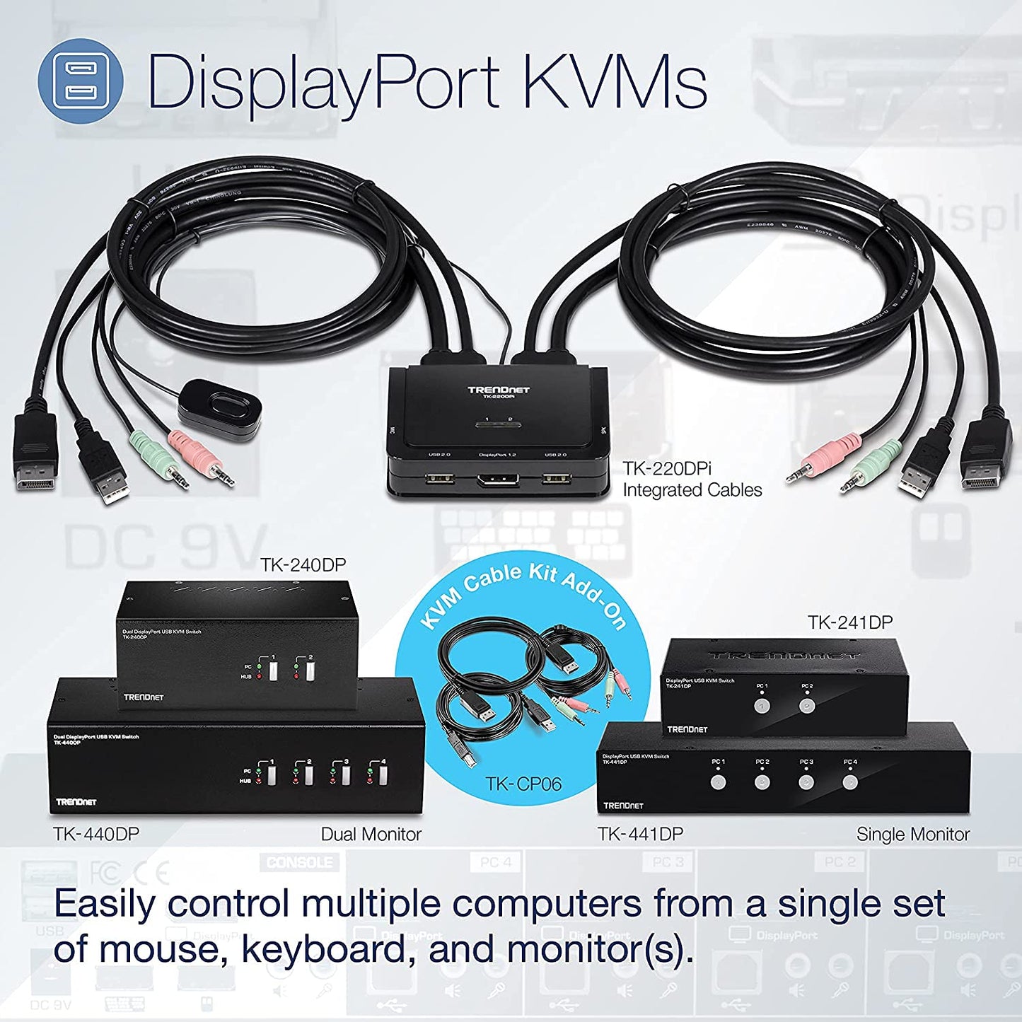 TRENDnet 6 ft.DisplayPort,USB,and Audio KVM Cable Kit