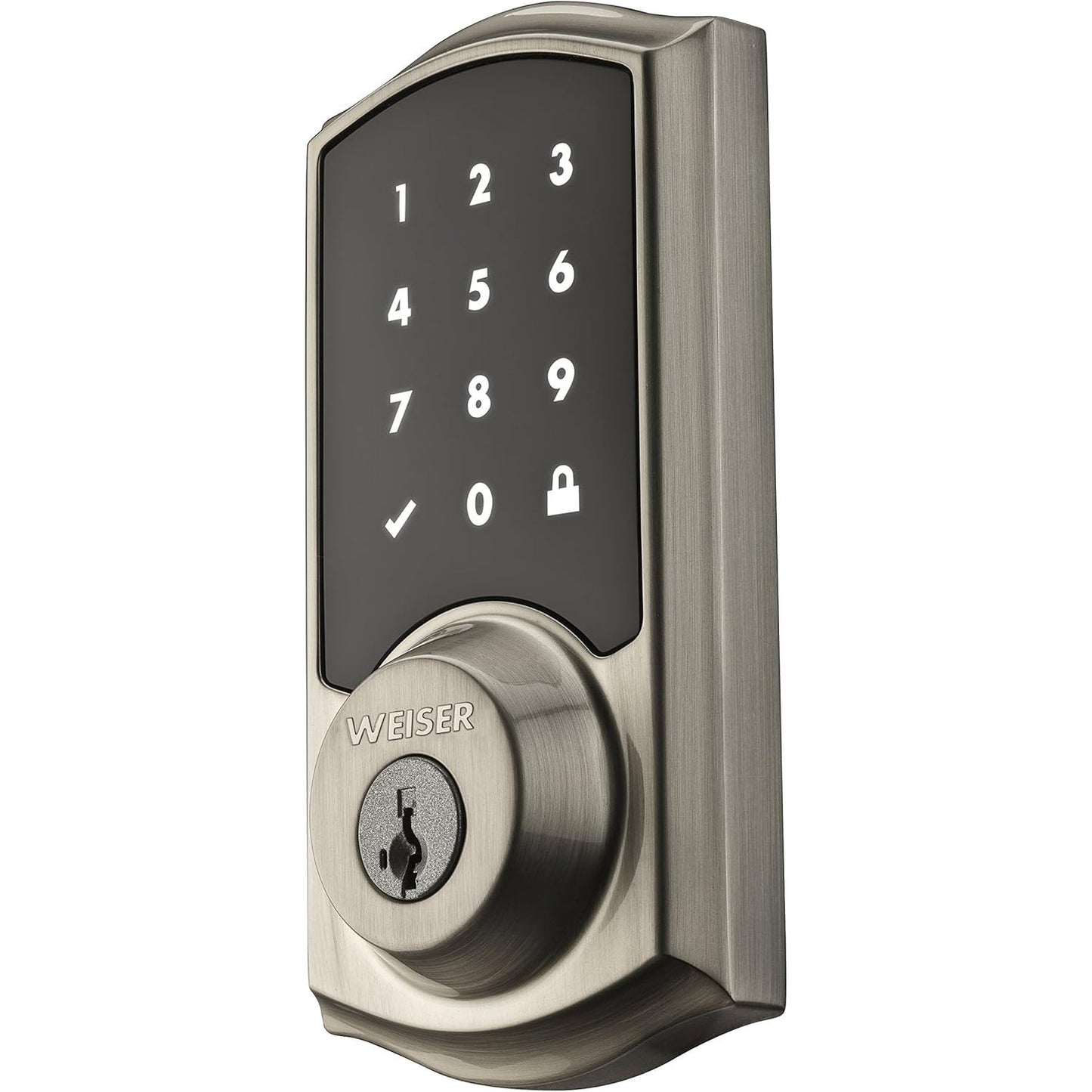 Weiser Zwave Plus Traditional Touch Screen Deadbolt Smart Lock, Satin Nickel