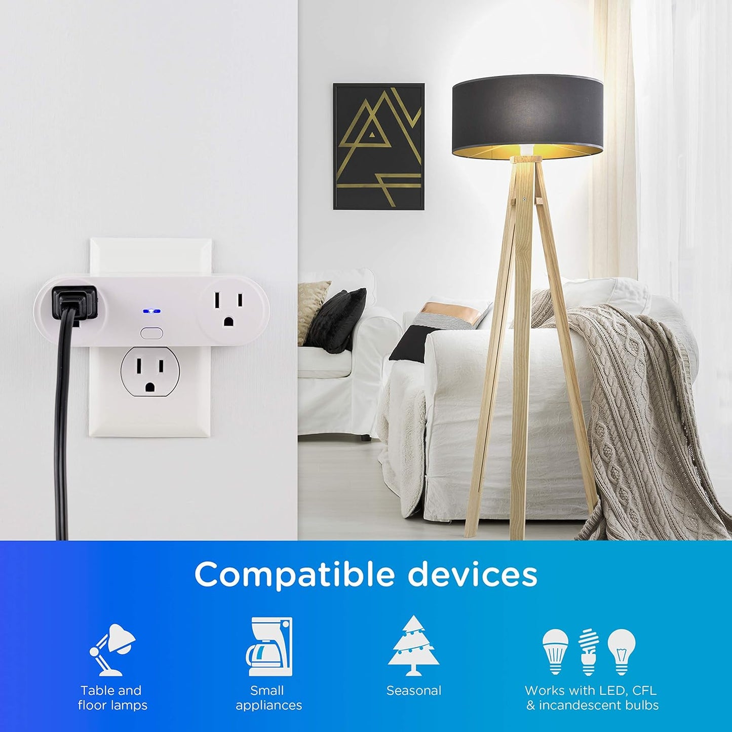 Prise intelligente d'intérieur à double prise Wi-Fi Enlighten