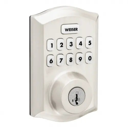 Weiser ZWave 700 Push Button Deadbolt Smart Lock, Satin Nickel