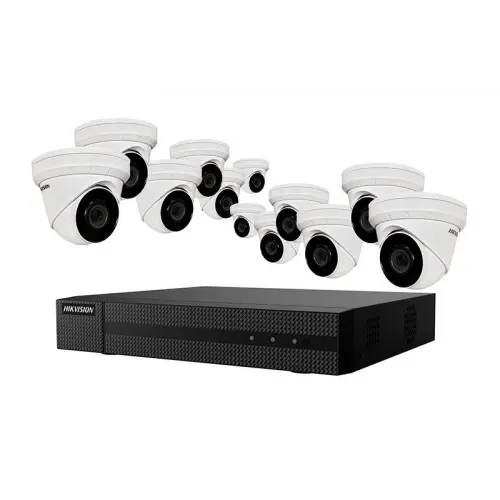Kit de caméra de sécurité IP Hikvision 16 canaux 4K NVR avec 12 caméras tourelle 4MP