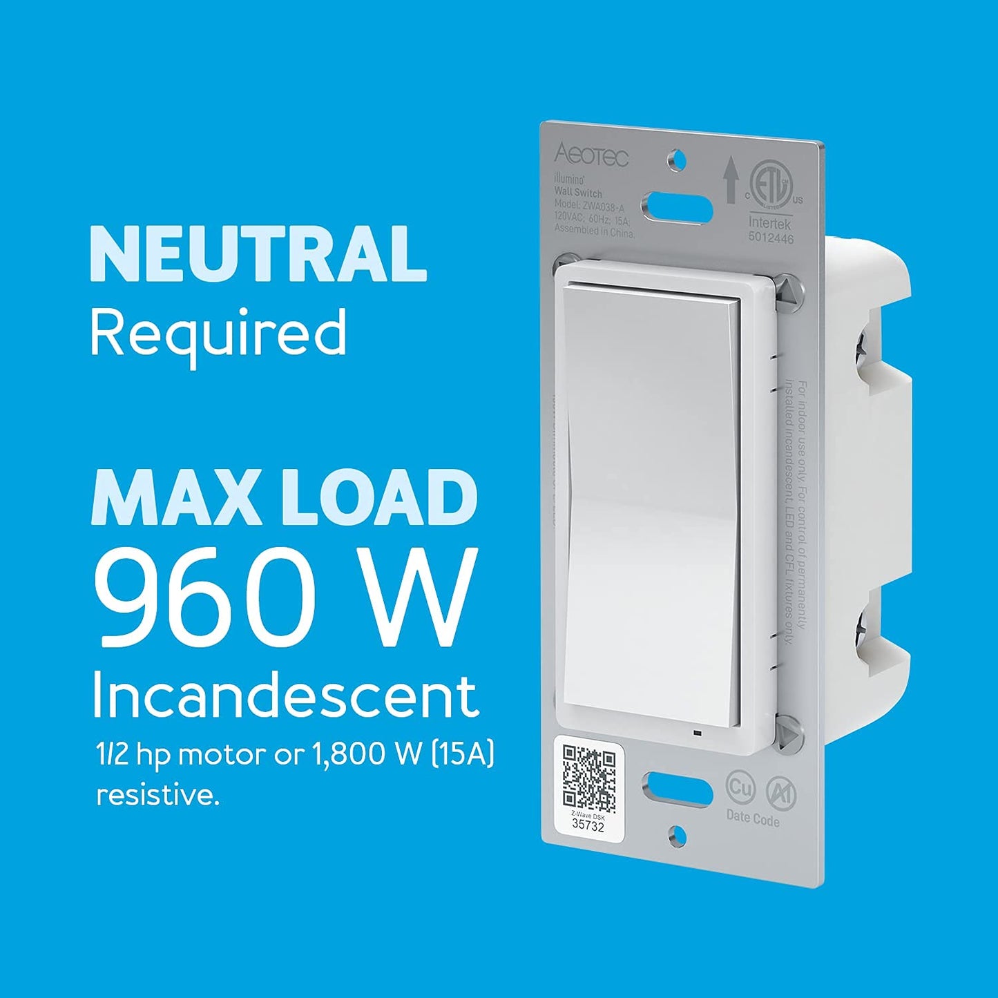 Aeotec Illumino ZWave 700 On/Off Wall Switch