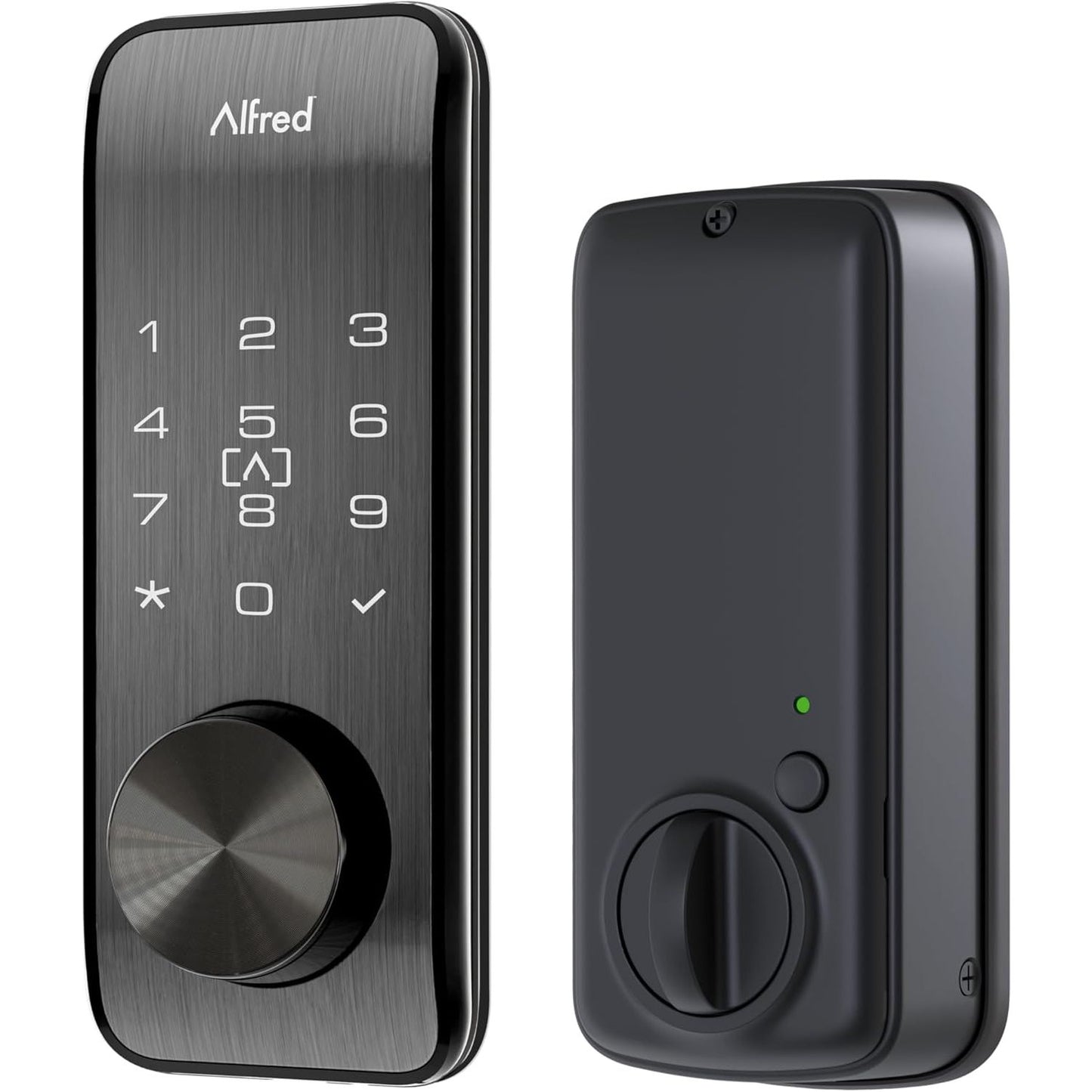 Alfred DB2S Smart Lock with Rechargeable Battery, Bluetooth, RFID, Key, Black