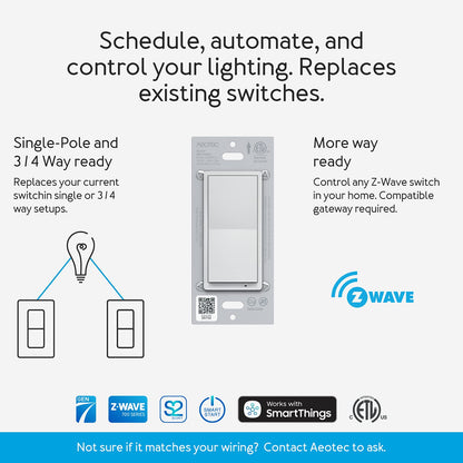 Aeotec Illumino ZWave 700 On/Off Wall Switch