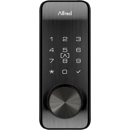 Alfred DB2S Smart Lock with Rechargeable Battery, Bluetooth, RFID, Key, Black