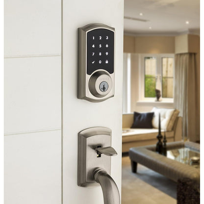 Weiser Zwave Plus Traditional Touch Screen Deadbolt Smart Lock, Satin Nickel