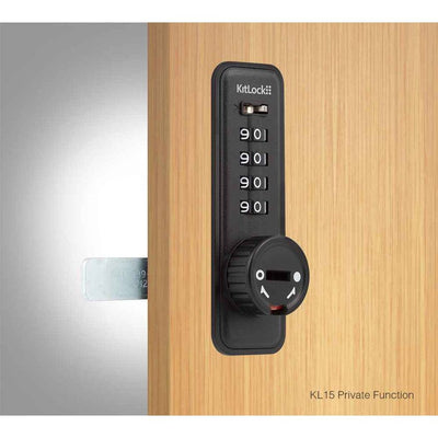 Codelocks KitLock Mechanical Cabinet Combination Lock, Vertical, Private, Black