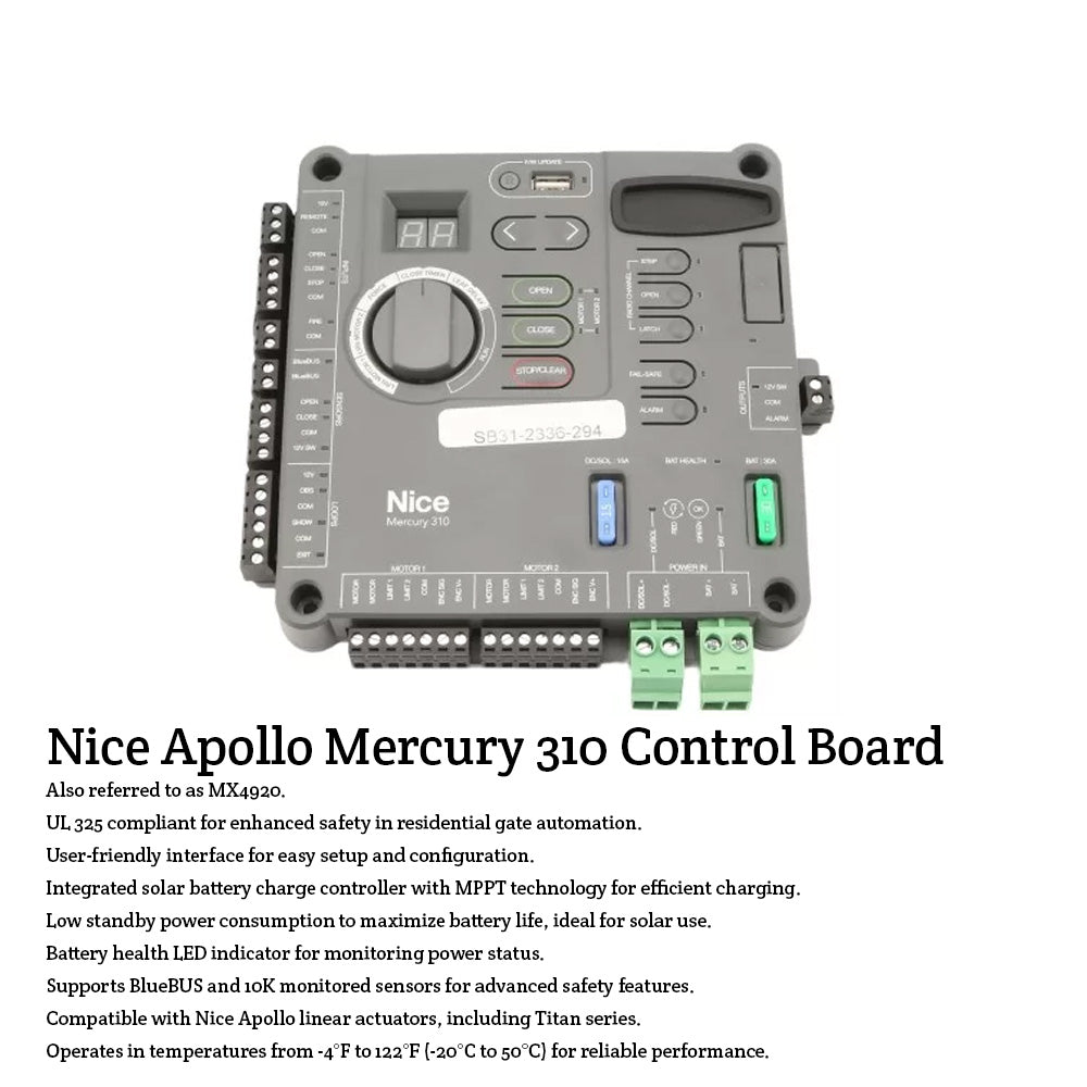 Nice Apollo 310 Dual Swing Gate Opener: Customizable, Dependable, Residential & Commercial