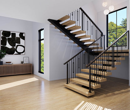 Premium Steel Tube Baluster, 9/16-inch Round, Plain Design, Wrinkled Black