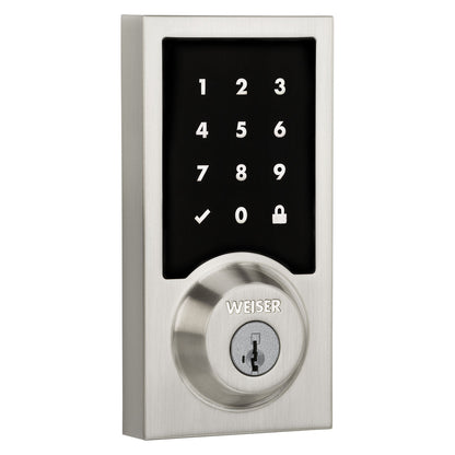 Weiser Zwave Plus Contemporary Touch Screen Deadbolt Smart Lock, Satin Nickel