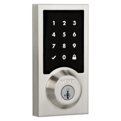 Weiser Zwave Plus Contemporary Touch Screen Deadbolt Smart Lock, Satin Nickel