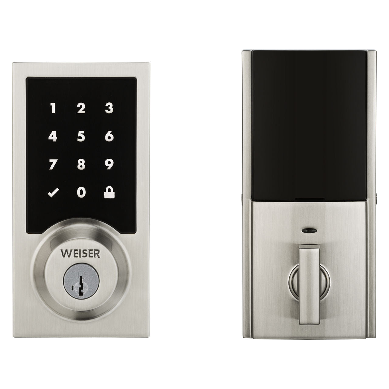 Weiser Zwave Plus Contemporary Touch Screen Deadbolt Smart Lock, Satin Nickel