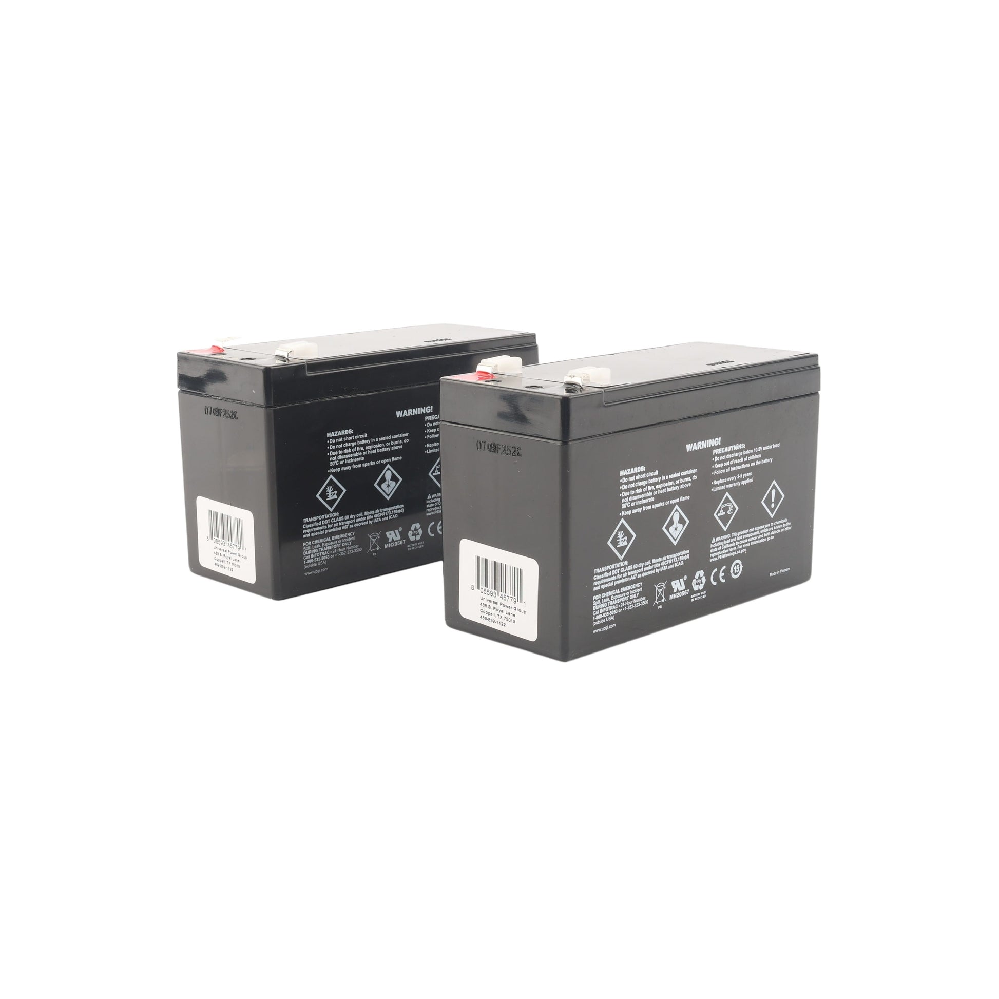HySecurity 7Ah 12V Sealed Lead-Acid Replacement Battery Kit (2-Pack)