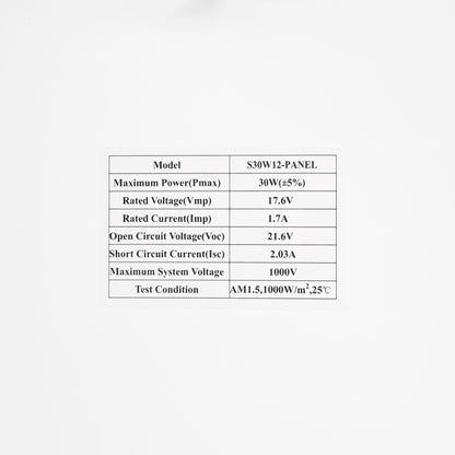 Efficient 30-Watt Solar Panel with Mounting Bracket for 12V Gate Openers