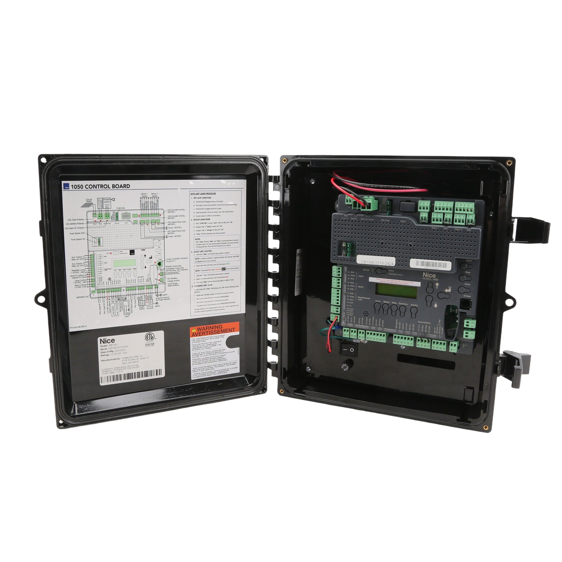 Nice Apollo TITAN 912L1 AC Gate Opener Kit: Single Swing, Battery Backup