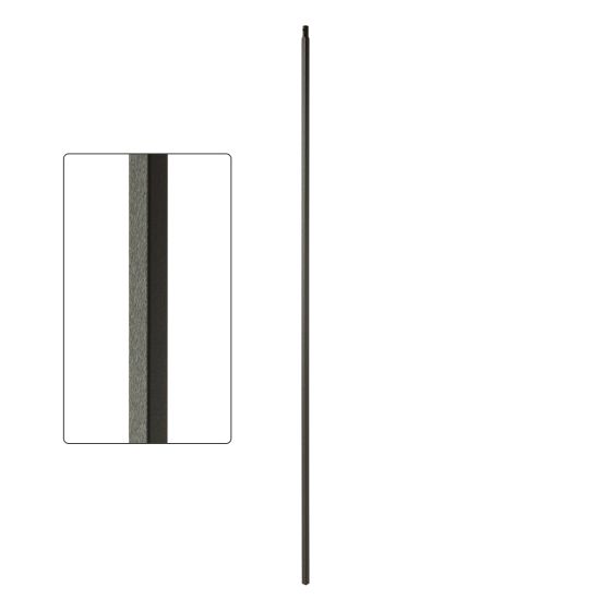 Durable 1/2-inch Square Steel Baluster with Dowel Top, Wrinkled Black Finish