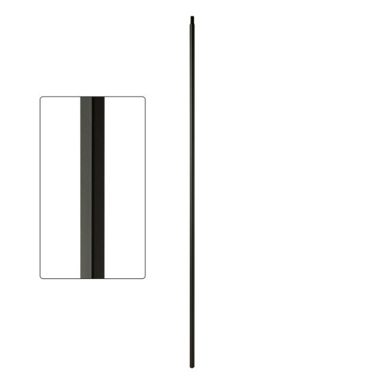 Premium 1/2 Inch Square Steel Baluster with Dowel Top - Satin Black Finish