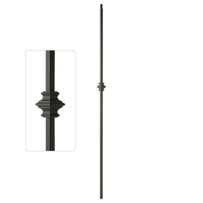 Premium 1/2 Inch Square Steel Baluster Dowel Top Single Collar Wrinkled Black