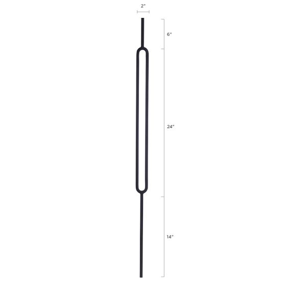 Modern Geometric Steel Tube Baluster 1/2-Inch Square 44-Inch Satin Black Spindle