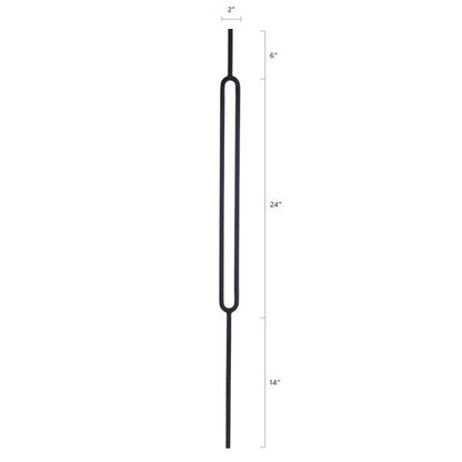 Modern Geometric Steel Tube Baluster 1/2-Inch Square 44-Inch Satin Black Spindle